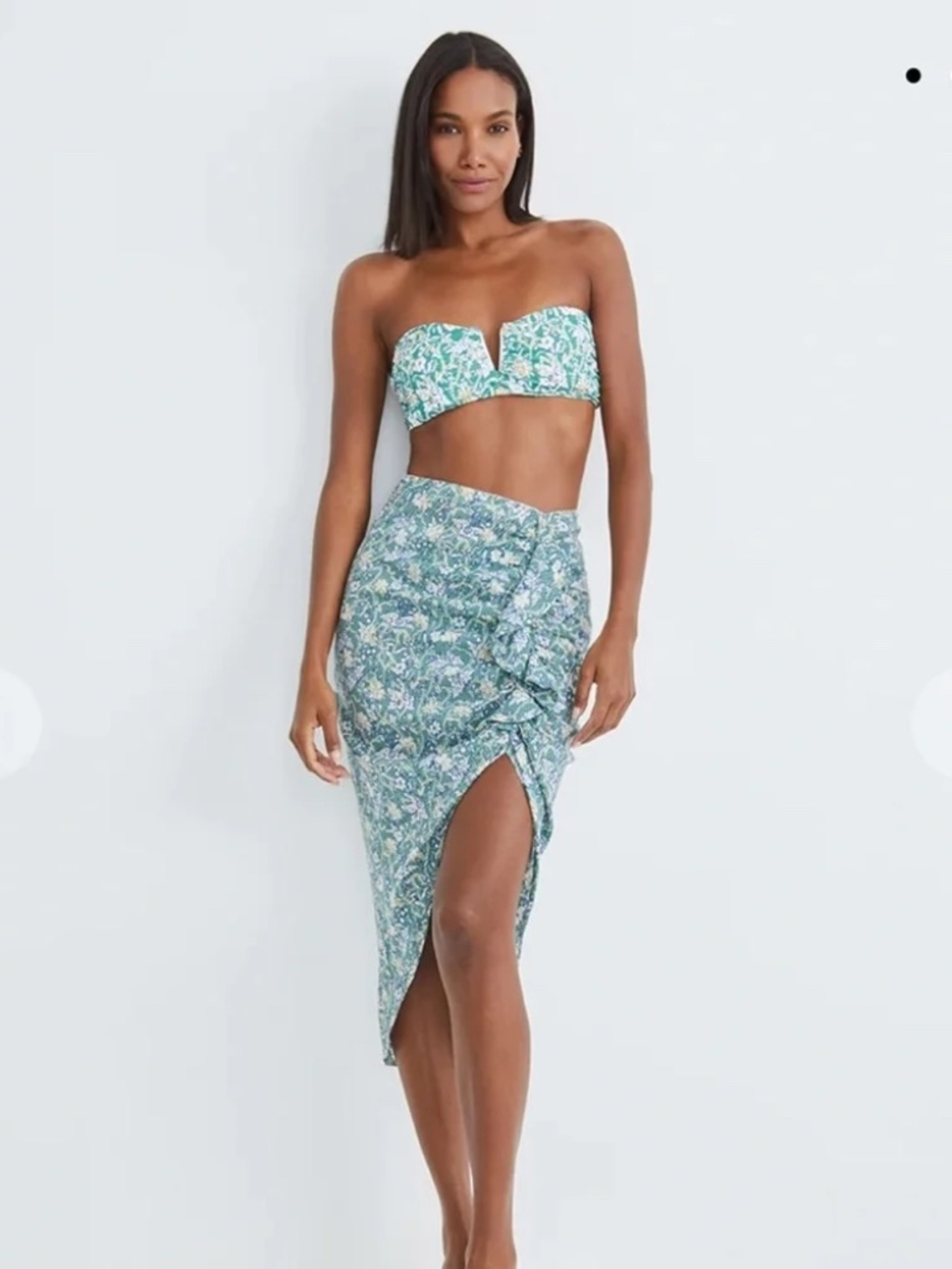NWT Veronica Beard Hazel Ruffle Asymmetric Skirt, Size XL Dark Seafoam